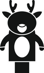 Black silhouette icon of a children's toy, a reindeer puppet smiling
