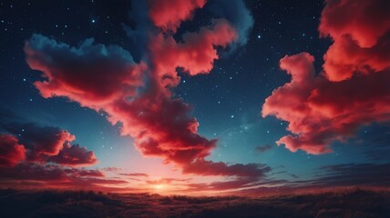 Fototapeta premium Dark Red sky and clouds