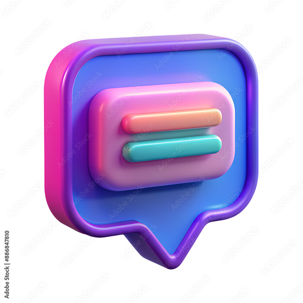 Aufkleber 3d message or speech bubble icon with plastic style. isolated talk bubble sign as a design element