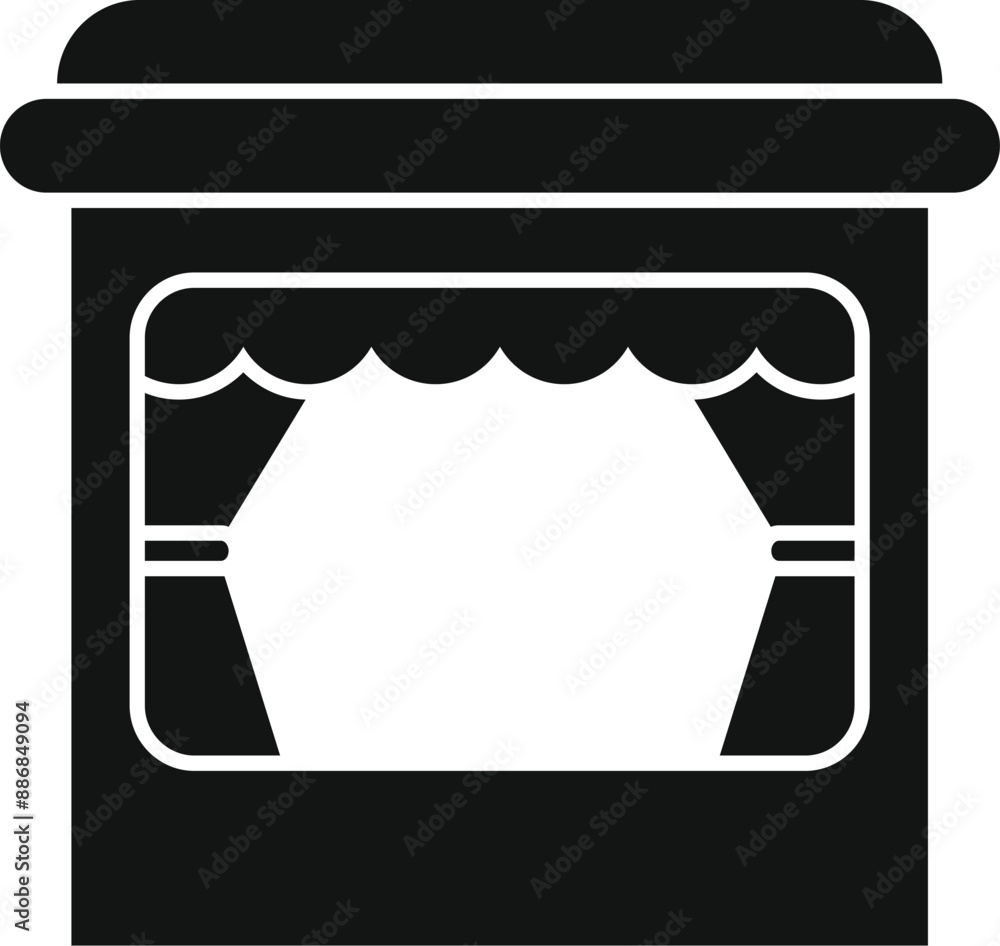 Poster puppet show stage icon in simple style on a white background