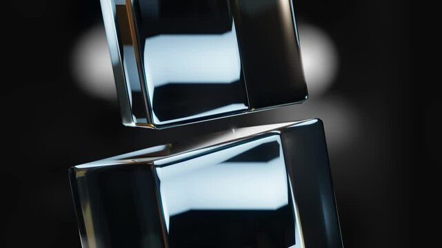 3D Two volumetric glass rectangles rotate in the plane of one face able to loop endless 4k