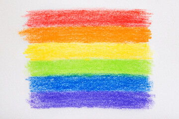 top view of concept gay culture symbol with paint rainbow, sign gay LGBT community, close up