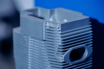 Product gear, turbine steel part from 3D metal printer. Revolutionary additive technology for printing creation of industrial equipment