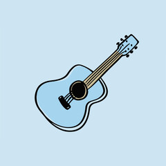 Fototapeta premium Illustrated Blue Acoustic Guitar