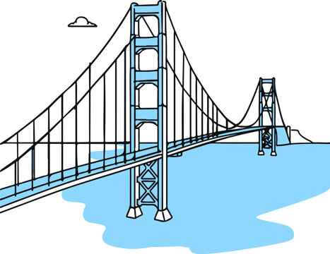 blue golden gate bridge sketch