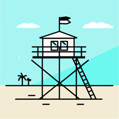 Minimalist Lifeguard Tower on the Beach - Coastal Watch