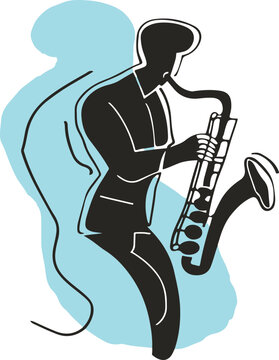 recommend clip art: Abstract Jazz Saxophonist Illustration