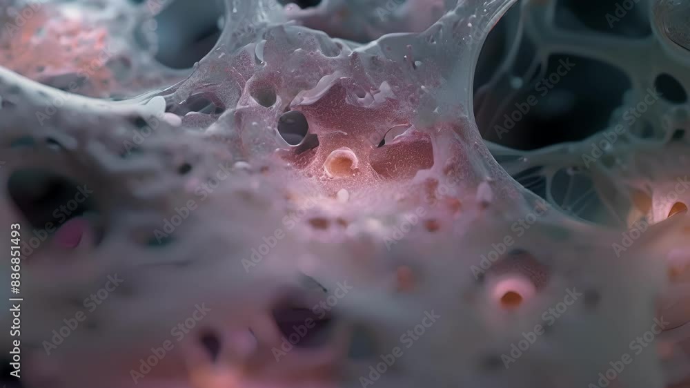 Poster a closeup view of a stem cell niche within the liver tissue revealing the intricate network of hepat