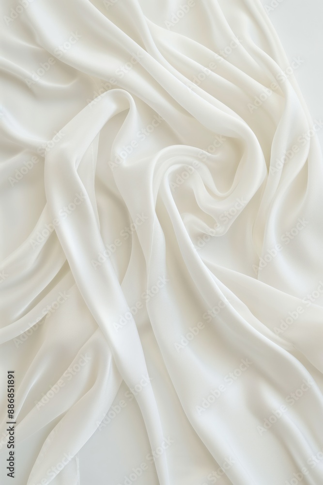 Leinwandbilder white fabric texture close-up. smooth surface folds create intricate pattern. gray background highli