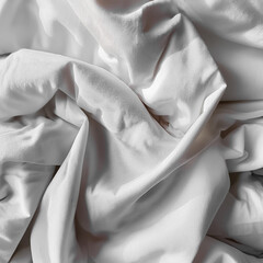Background concept. Soft bed sheets that are still wrinkled after being used. The white bed sheets were crumpled and shabby. Pattern texture background.