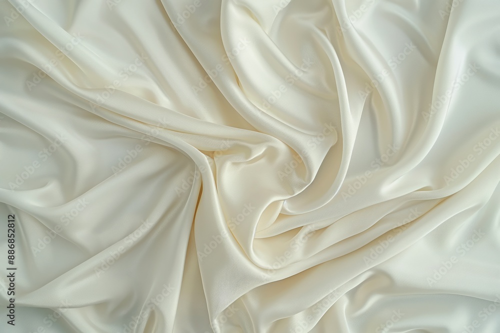 Poster close-up of white fabric with subtle sheen, slightly curled edges. soft and delicate texture, blurre