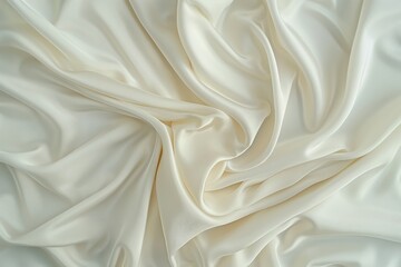 Obraz premium Close-up of white fabric with subtle sheen, slightly curled edges. Soft and delicate texture, blurred background. Ideal for textile design, fashion, interior decoration, or product photography.
