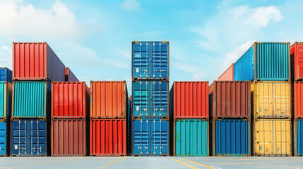 Cargo containers stacked high at a shipping yard for World Maritime Day, showcasing logistics and commerce.