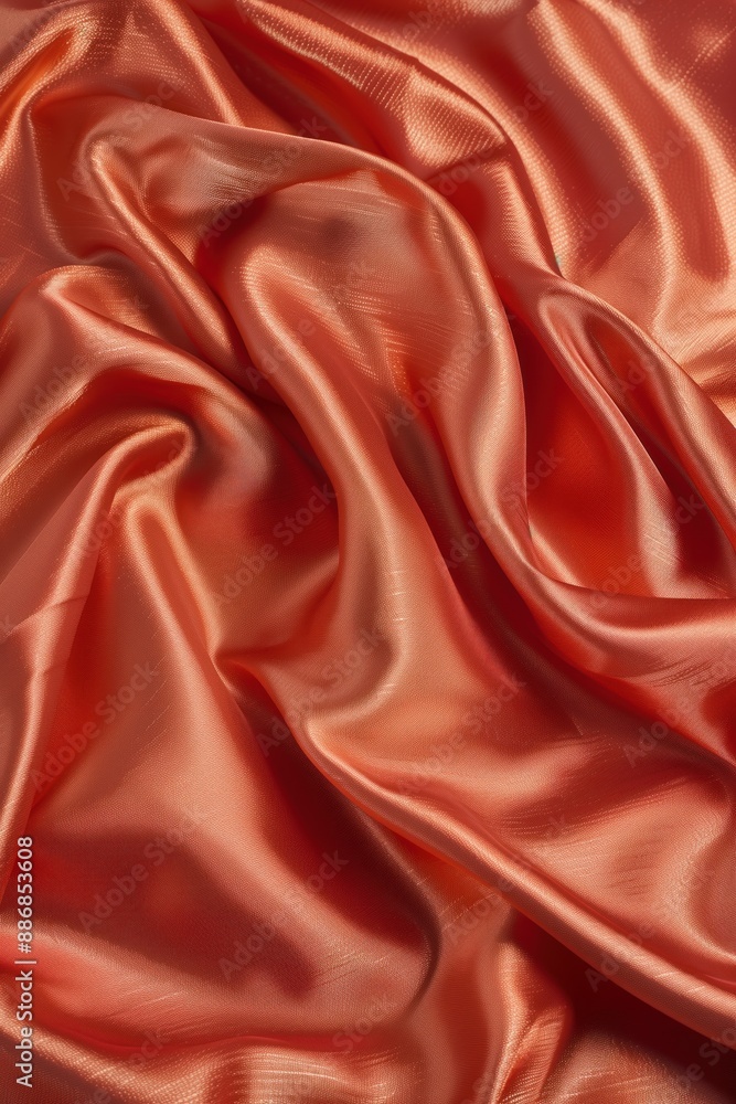 Aufkleber Vibrant red Brocade fabric texture with intricate pattern. Close-up view of smooth surface, completely covering frame, blurred background. Perfect for design, fashion, textile, and interior projects.