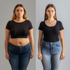 Before and after success weight loss transformation