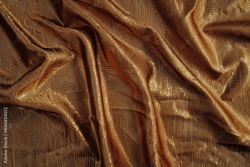 Poster brown fabric texture close-up. crinkled surface adds depth to image. focus on rich brown color. perf