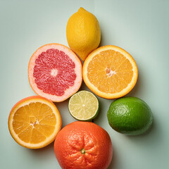 Grapefruit, lime, orange, lemon. Copy Space. pattern texture background.