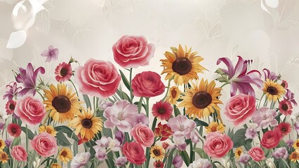 Beautiful flowers on a light background