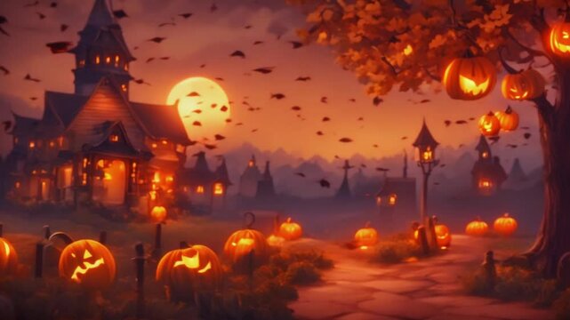 halloween celebration with pumpkin lights
