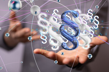 Businessman using 3D rendering digital paragraph law symbol