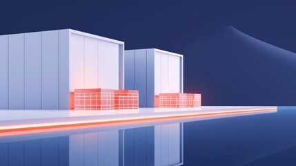 Fototapeta premium A modern energy facility with interactive digital energy grids and glowing power units
