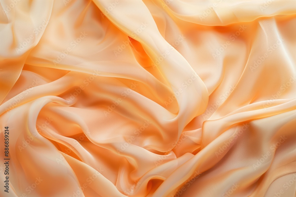 Aufkleber Orange fabric texture close-up. Vibrant orange color with slight curl adding texture to smooth surface. Blurred background focuses on intricate details of fabric.