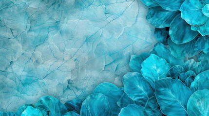   A close-up of a blue flower on a blue and white background, providing space for text or an image