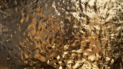 A hammered metal texture in bronze and brass, with uneven, reflective surfaces catching the light