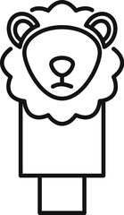 Simple line drawing of a lion finger puppet, perfect for children's entertainment and storytelling