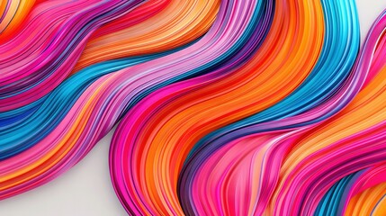   Close-up of a multicolored wave pattern on a white background with space for text or image optimization