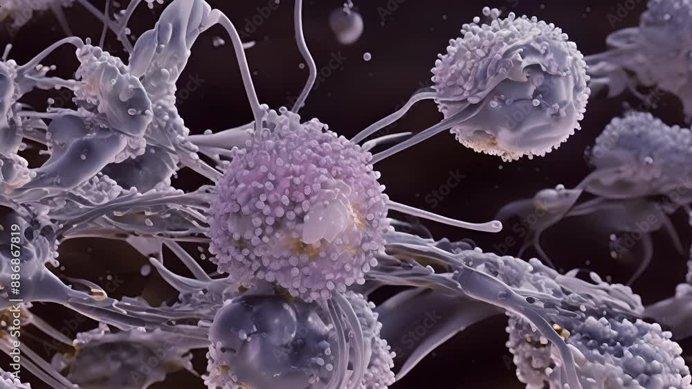 Aufkleber multiple macrophages working together to phagocytose a large foreign particle such as a virus or fun