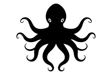 Octopus vector  silhouette white background