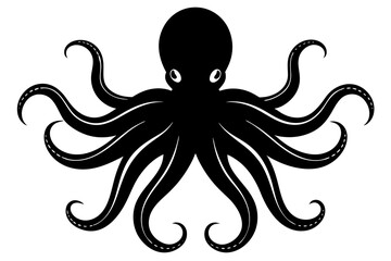 Octopus vector  silhouette white background