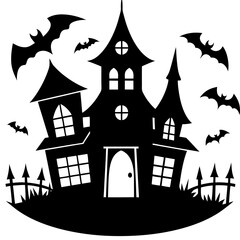 haunted Halloween house vector silhouette 