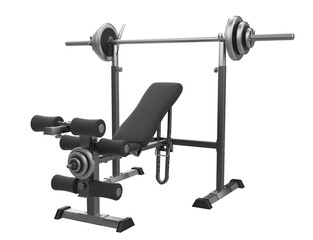 Bench Press Equipment - High-Quality 3D Render Illustration on White Background, Perfect for Workout and Strength Training Concepts in a Gym Environment