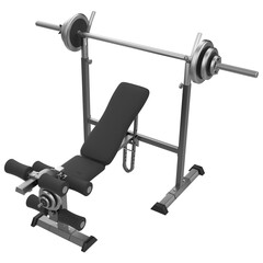 Bench Press Equipment - High-Quality 3D Render Illustration on White Background, Perfect for Workout and Strength Training Concepts in a Gym Environment