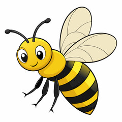 Bee, side view with white background