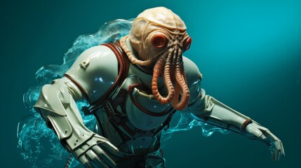 A monstrous aquatic hero emerges from the depths