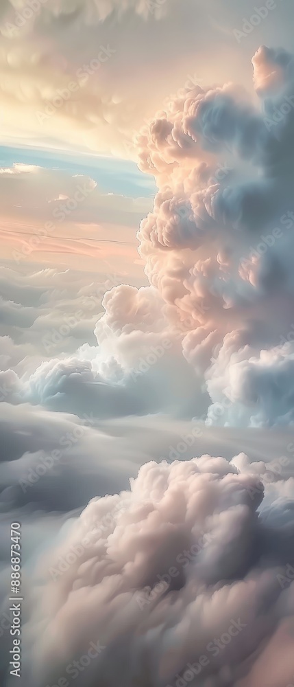 Canvas Prints the sky is filled with fluffy white clouds, creating a serene