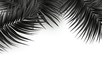 black palm leaves on white background