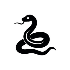 Black beautiful rearing snake fine vector silhouette. Over white, Symbol of the year, snake, viper silhouette 