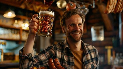 man drinking beer in the bar
