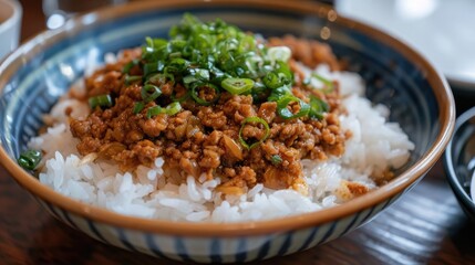 Photo of the Lu Rou Fan a Taiwanese staple piles savory braised pork ground pork simmered in soy sauce and spices over fluffy white rice Often served with a side of veggies a must try