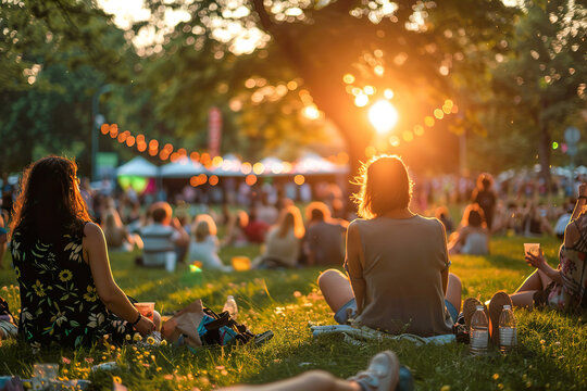 A group of people are sitting on a grassy field, enjoying the sun.