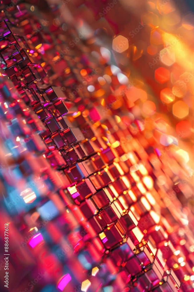 Aufkleber A close-up shot of a colorful wall with lights in the background, ideal for use as a design element or decorative accent