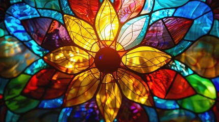 Naklejka premium Flower shaped Stained Glass window
