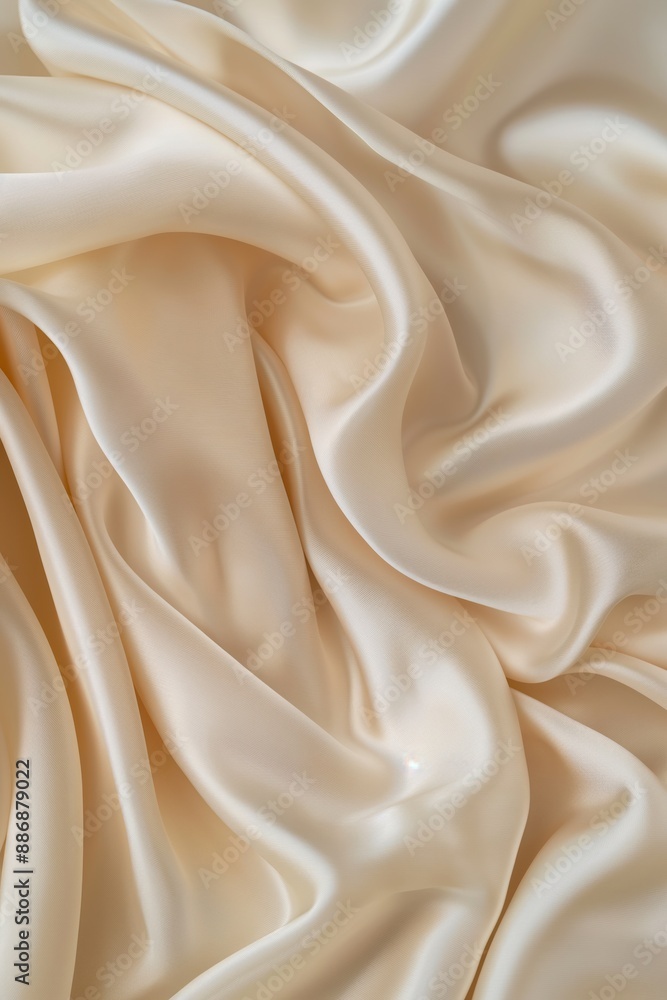 Aufkleber Close-up of white polyester fabric with slight curl edges. Smooth surface texture. Focus on fabric as central subject. No wrinkles or creases. Perfect for design and fashion projects.