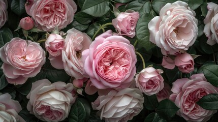 Pink roses unfurling petals. Generative AI