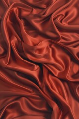 Obraz premium Vibrant red fabric close-up reveals intricate texture. Folded silk or satin material against gray background creates striking composition. Perfect for fashion, design, and textile projects.