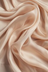 Fototapeta premium Soft pink fabric texture close-up. Folded Rayon cloth with intricate patterns, smooth surface. Gray background highlights vibrant color. Suitable for fashion, textile, design, lifestyle projects.